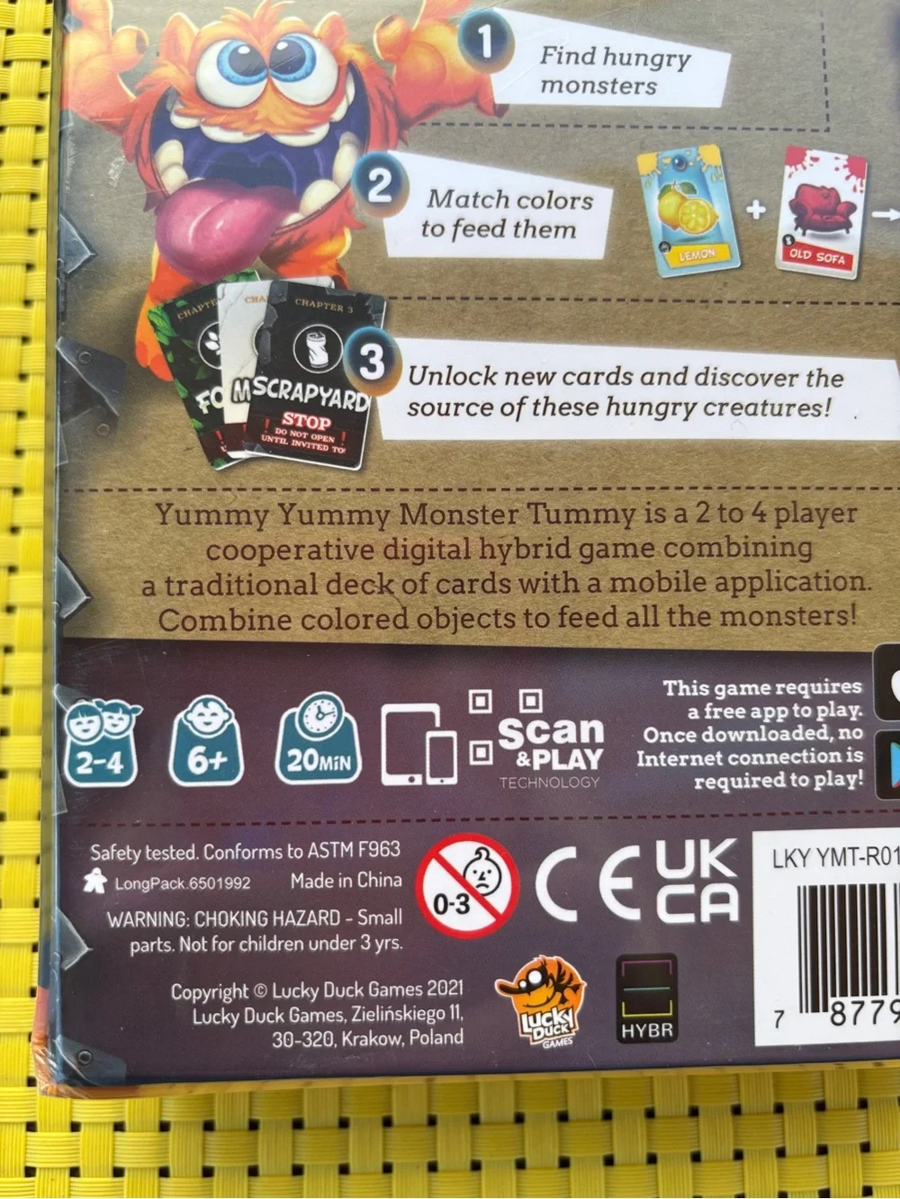 Yummy Yummy Monster Tummy Card Game, Scan & Play New-Sealed